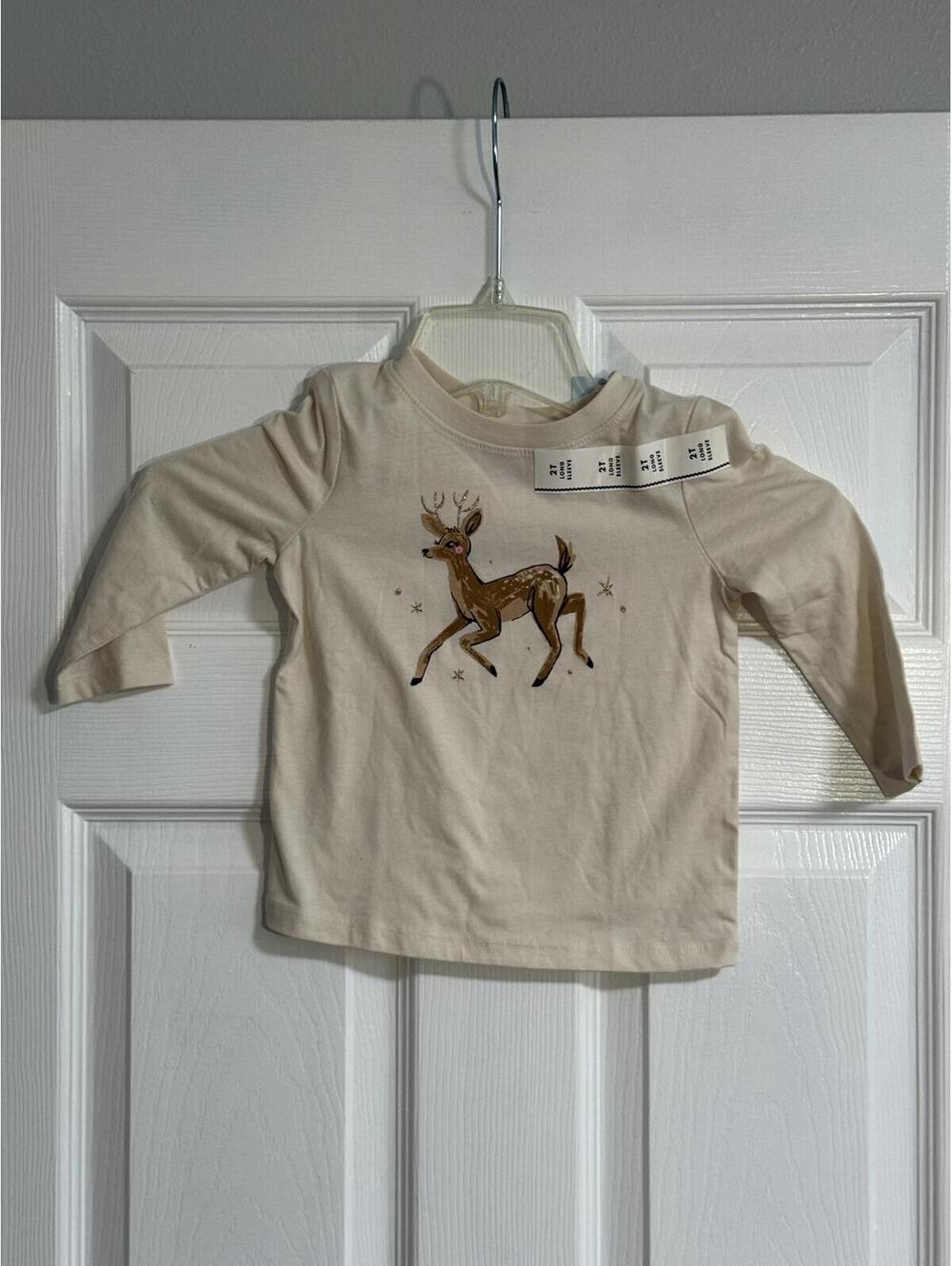 Cat & Jack Long Sleeve Shirt with Reindeer Print, size 2T